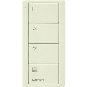 Lutron PJ2-4B-TBI-S01 Pico Wireless Control with indicator LED, RF signal, 4-Button Zone Control with Shade Icon Engraving in Biscuit, Satin Color