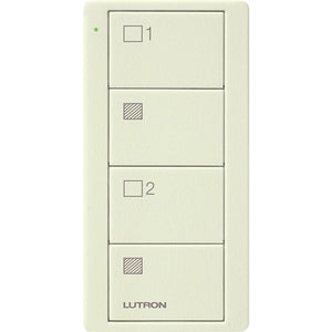 Lutron PJ2-4B-TBI-S21 Pico Wireless Control with indicator LED, RF signal, 4-Button 2-Group Control with Shade Icon Engraving in Biscuit, Satin Color