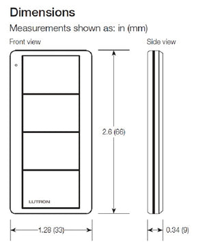 Lutron PJ2-4B-TMN-EL2 Pico 4-Button Wireless Remote, Scene Control for Light, with Custom Engraving, in Matte Black