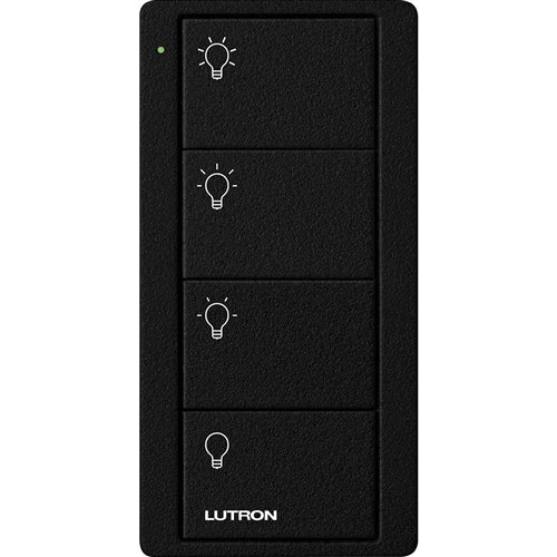 Lutron PJ2-4B-TMN-L31 Pico Wireless Control with indicator LED, RF signal, 4-Button Scene Control with Light Icon Engraving in Black, Satin Color