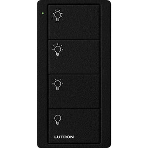 Lutron PJ2-4B-TMN-L31 Pico Wireless Control with indicator LED, RF signal, 4-Button Scene Control with Light Icon Engraving in Black, Satin Color