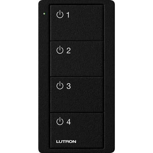 Lutron PJ2-4B-TMN-L41 Pico Wireless Control with indicator LED, RF signal, 4-Button 4-Group Toggle with Light Icon Engraving in Black, Satin Color