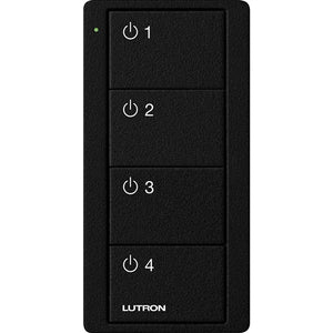 Lutron PJ2-4B-TMN-L41 Pico Wireless Control with indicator LED, RF signal, 4-Button 4-Group Toggle with Light Icon Engraving in Black, Satin Color