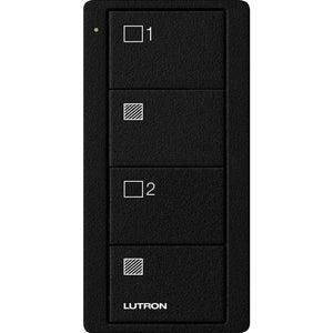 Lutron PJ2-4B-TMN-S21 Pico Wireless Control with indicator LED, RF signal, 4-Button 2-Group Control with Shade Icon Engraving in Black, Satin Color