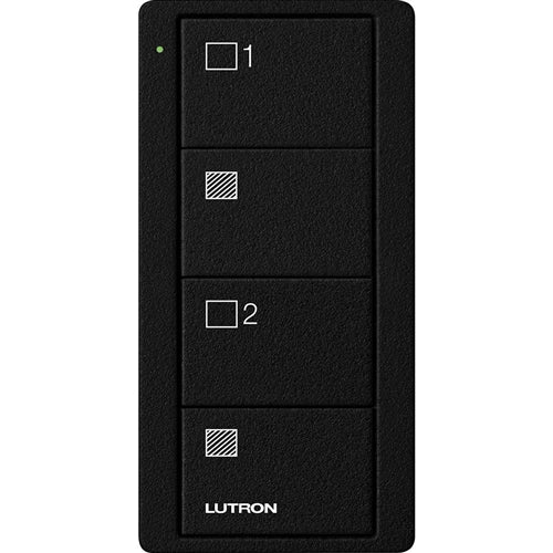 Lutron PJ2-4B-TMN-S21 Pico Wireless Control with indicator LED, RF signal, 4-Button 2-Group Control with Shade Icon Engraving in Black, Satin Color