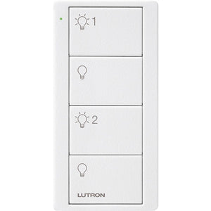 Lutron PJ2-4B-TSW-L21 Pico Wireless Control with indicator LED, RF signal, 4-Button 2-Group Control with Light Icon Engraving in White, Satin Color