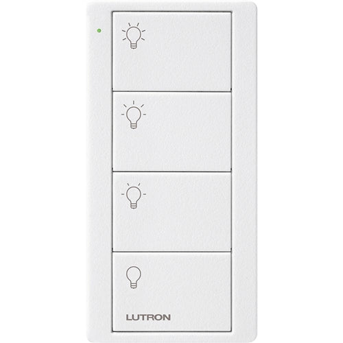Lutron PJ2-4B-TSW-L31 Pico Wireless Control with indicator LED, RF signal, 4-Button Scene Control with Light Icon Engraving in White, Satin Color