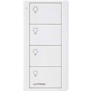 Lutron PJ2-4B-TSW-L31 Pico Wireless Control with indicator LED, RF signal, 4-Button Scene Control with Light Icon Engraving in White, Satin Color