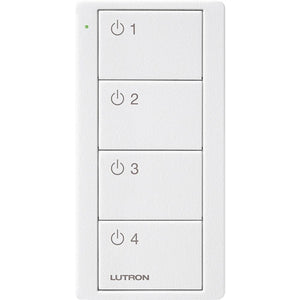 Lutron PJ2-4B-TSW-L41 Pico Wireless Control with indicator LED, RF signal, 4-Button 4-Group Toggle with Light Icon Engraving in White, Satin Color
