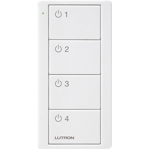 Lutron PJ2-4B-TSW-L41 Pico Wireless Control with indicator LED, RF signal, 4-Button 4-Group Toggle with Light Icon Engraving in White, Satin Color
