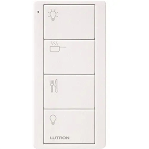 Lutron PJ2-4B-TSW-P12 4-Button Pico Smart Remote, Scene Keypad, Kitchen Icons in Snow