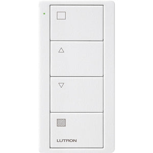 Lutron PJ2-4B-TSW-S01 Pico Wireless Control with indicator LED, RF signal, 4-Button Zone Control with Shade Icon Engraving in White, Satin Color