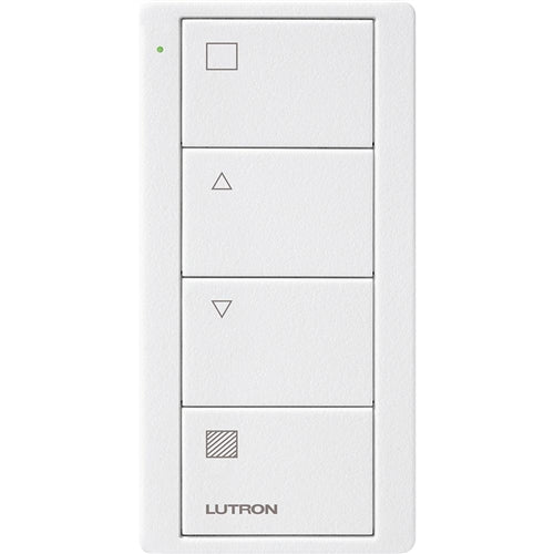 Lutron PJ2-4B-TSW-S01 Pico Wireless Control with indicator LED, RF signal, 4-Button Zone Control with Shade Icon Engraving in White, Satin Color
