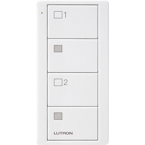 Lutron PJ2-4B-TSW-S21 Pico Wireless Control with indicator LED, RF signal, 4-Button 2-Group Control with Shade Icon Engraving in White, Satin Color