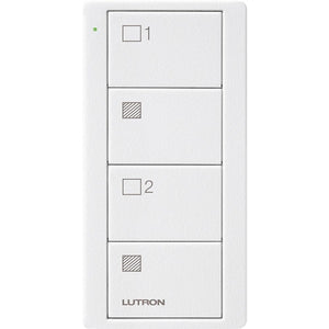 Lutron PJ2-4B-TSW-S21 Pico Wireless Control with indicator LED, RF signal, 4-Button 2-Group Control with Shade Icon Engraving in White, Satin Color