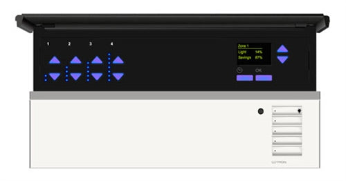 Lutron QSGRJ-4P-WH Grafik Eye QS Wireless Main Unit, 434 MHz RF Frequency, 4 Lighting Zones, 120V in White Base and White Cover
