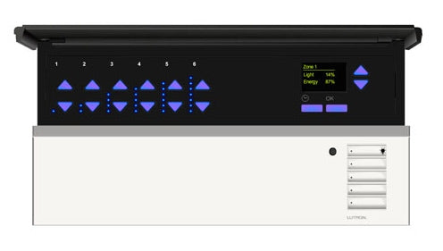 Lutron QSGRJ-6P-WH Grafik Eye QS Wireless Main Unit, 434 MHz RF Frequency, 6 Lighting Zones, 120V in White Base and White Cover