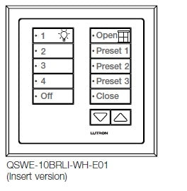 Lutron QSWE-10BRLI-SC seeTouch QS Wallstation 10-Button Wallstation with Raise/Lower for Grafik Eye QS System, Insert Style in Satin Chrome Unengraved