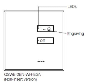 Lutron QSWE-2BN-SC seeTouch QS Wallstation 2-Button Wallstation for Grafik Eye QS System, Non Insert Style in Satin Chrome Unengraved