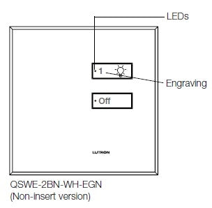 Lutron QSWE-2BN-SC seeTouch QS Wallstation 2-Button Wallstation for Grafik Eye QS System, Non Insert Style in Satin Chrome Unengraved