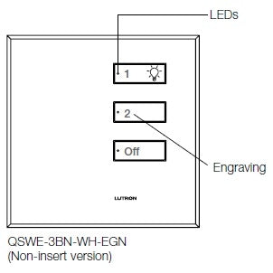 Lutron QSWE-3BN-SC seeTouch QS Wallstation 3-Button Wallstation for Grafik Eye QS System, Non Insert Style in Satin Chrome Unengraved