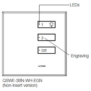 Lutron QSWE-3BN-SC seeTouch QS Wallstation 3-Button Wallstation for Grafik Eye QS System, Non Insert Style in Satin Chrome Unengraved