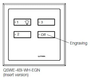 Lutron QSWE-4BI-SC seeTouch QS Wallstation 4-Button Wallstation for Grafik Eye QS System, Insert Style in Satin Chrome Unengraved