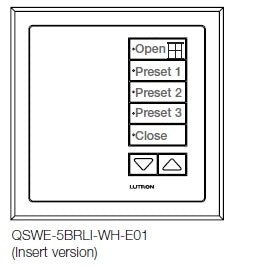 Lutron QSWE-5BRLI-SC seeTouch QS Wallstation 5-Button Wallstation with Raise/Lower for Grafik Eye QS System, Insert Style in Satin Chrome Unengraved