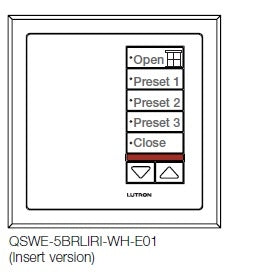 Lutron QSWE-5BRLIRI-SC seeTouch QS Wallstation 5-Button Wallstation with Infrared Receiver and Raise/Lower for Grafik Eye QS System, Insert Style in Satin Chrome Unengraved