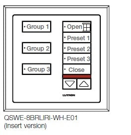 Lutron QSWE-8BRLIRI-SC seeTouch QS Wallstation 8-Button Wallstation with Infrared Receiver and Raise/Lower for Grafik Eye QS System, Insert Style in Satin Chrome Unengraved