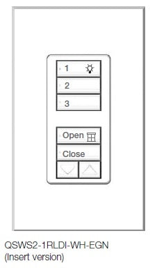 Lutron QSWS2-1RLDI-WH seeTouch QS Wallstation Dual 1-Button Wallstation with Raise/Lower for Grafik Eye QS System, Insert Style in White Unengraved