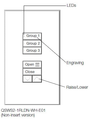 Lutron QSWS2-1RLDN-WH seeTouch QS Wallstation Dual 1-Button Wallstation with Raise/Lower for Grafik Eye QS System, Non Insert Style in White Unengraved
