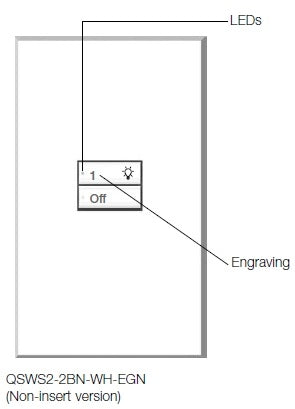Lutron QSWS2-2BN-WH seeTouch QS Wallstation 2-Button Wallstation for Grafik Eye QS System, Non Insert Style in White Unengraved