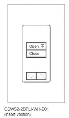 Lutron QSWS2-2BRLI-WH seeTouch QS Wallstation 2-Button Wallstation with Raise/Lower for Grafik Eye QS System, Insert Style in White Unengraved