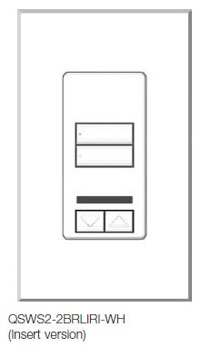 Lutron QSWS2-2BRLIRI-WH seeTouch QS Wallstation 2-Button Wallstation with Infrared Receiver and Raise/Lower for Grafik Eye QS System, Insert Style in White Unengraved