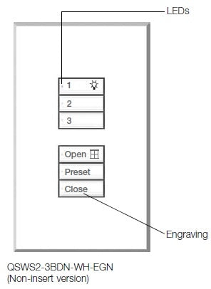Lutron QSWS2-3BDN-WH seeTouch QS Wallstation Dual 3-Button Wallstation for Grafik Eye QS System, Non Insert Style in White Unengraved