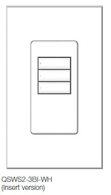 Lutron QSWS2-3BI-WH seeTouch QS Wallstation 3-Button Wallstation for Grafik Eye QS System, Insert Style in White Unengraved