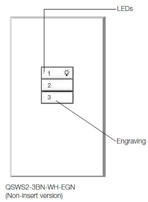 Lutron QSWS2-3BN-WH seeTouch QS Wallstation 3-Button Wallstation for Grafik Eye QS System, Non Insert Style in White Unengraved