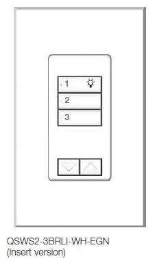 Lutron QSWS2-3BRLI-WH seeTouch QS Wallstation 3-Button Wallstation with Raise/Lower for Grafik Eye QS System, Insert Style in White Unengraved
