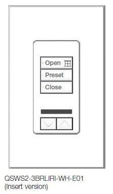 Lutron QSWS2-3BRLIRI-WH seeTouch QS Wallstation 3-Button Wallstation with Infrared Receiver and Raise/Lower for Grafik Eye QS System, Insert Style in White Unengraved