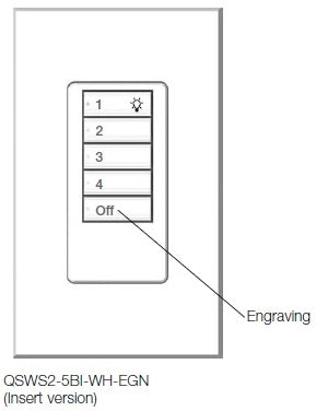 Lutron QSWS2-5BI-ST seeTouch QS Wallstation 5-Button Wallstation for Grafik Eye QS System, Insert Style in Stone Unengraved