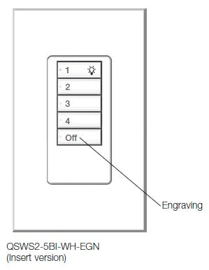 Lutron QSWS2-5BI-WH seeTouch QS Wallstation 5-Button Wallstation for Grafik Eye QS System, Insert Style in White Unengraved
