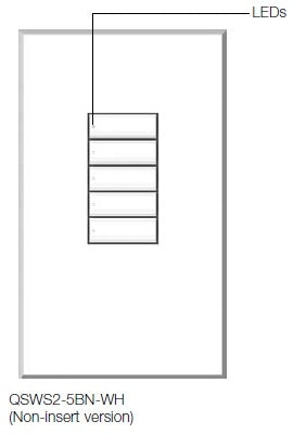Lutron QSWS2-5BN-WH seeTouch QS Wallstation 5-Button Wallstation for Grafik Eye QS System, Non Insert Style in White Unengraved