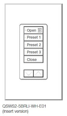 Lutron QSWS2-5BRLI-WH seeTouch QS Wallstation 5-Button Wallstation with Raise/Lower for Grafik Eye QS System, Insert Style in White Unengraved