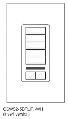 Lutron QSWS2-5BRLIRI-WH seeTouch QS Wallstation 5-Button Wallstation with Infrared Receiver and Raise/Lower for Grafik Eye QS System, Insert Style in White Unengraved