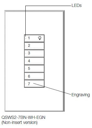 Lutron QSWS2-7BN-WH seeTouch QS Wallstation 7-Button Wallstation for Grafik Eye QS System, Non Insert Style in White Unengraved