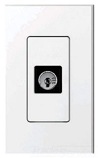 Lutron QSWS2-KSI3MOC-WH QS Keyswitch Insert, 3-Position, Momentary, Center Position Key Removal, in White