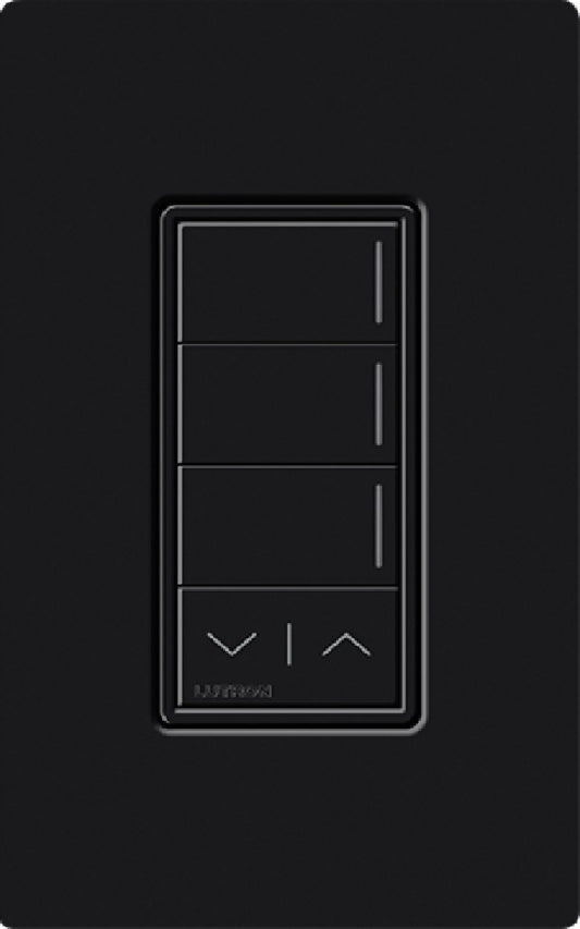 Lutron RRST-HN3RL-BL RadioRA 3 Sunnata RF Keypad, 3-Button with Raise/Lower Hybrid Keypad in Black