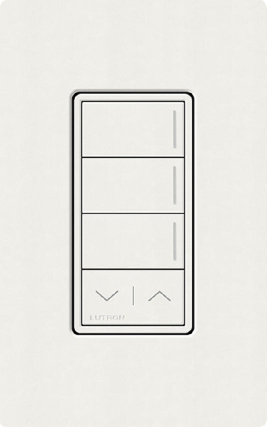 Lutron RRST-HN3RL-GL RadioRA 3 Sunnata RF Keypad, 3-Button with Raise/Lower Hybrid Keypad in Glacier White