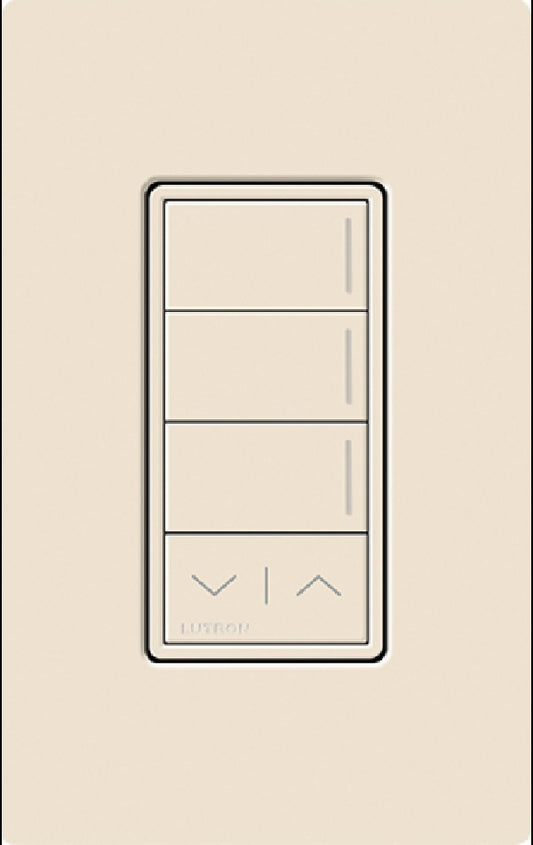 Lutron RRST-HN3RL-LA RadioRA 3 Sunnata RF Keypad, 3-Button with Raise/Lower Hybrid Keypad in Light Almond